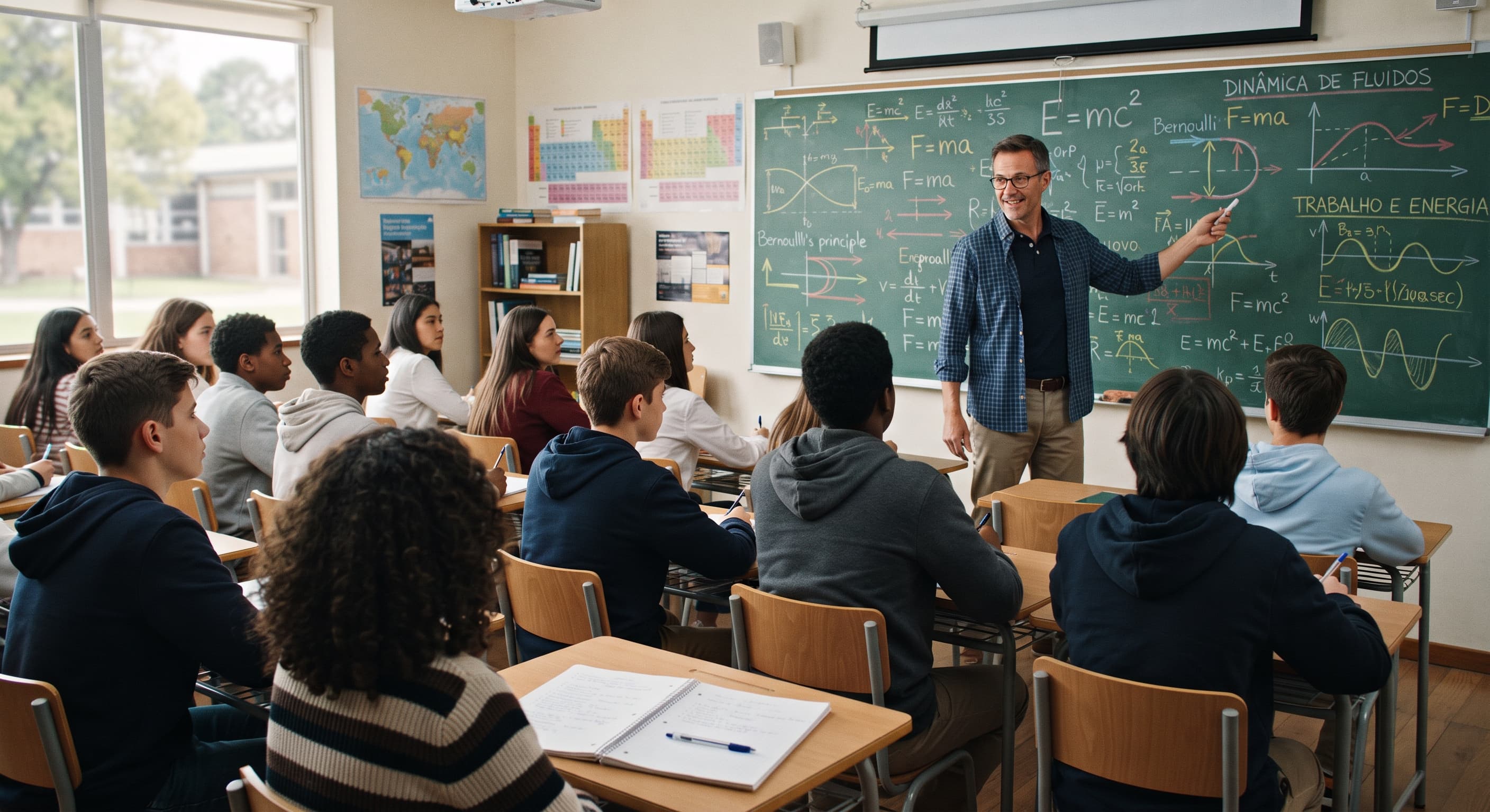 Foto: professor com alunos em sala
